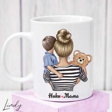 персонализирана чашаза подарък с дизайн за майка и момче