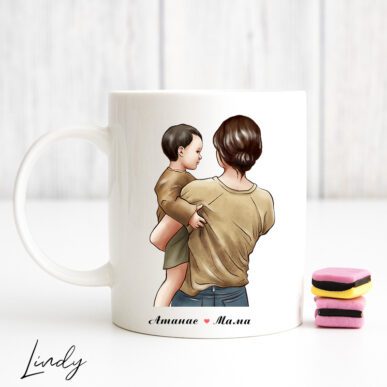 Персонализирана чаша за подарък за майка с дете