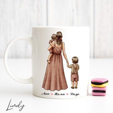 Персонализирана чаша за подарък "Майка с две деца"