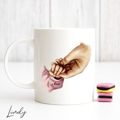 Персонализирана чаша за подарък с ръка на майка и дете