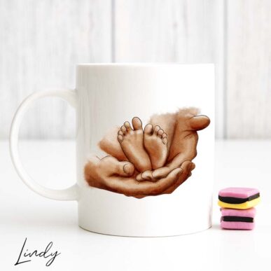 Персонализирана чаша за подарък "Ръце на баща и дете"