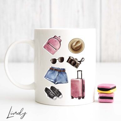 Аксесоари към персонализирана чаша за подарък "Travel Girl"