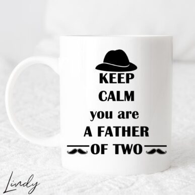 Чаша за подарък с надпис "Keep calm you are father of two"