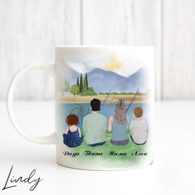 Персонализирана чаша за подарък "Семейство на риболов"