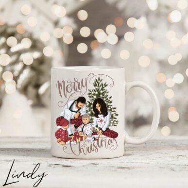 Персонализирана чаша "Коледно семейство"