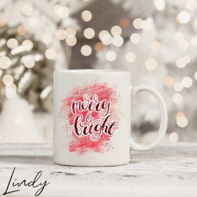 Чаша с надпис "Merry & Bright"