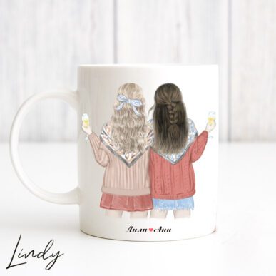 Персонализирана чаша за подарък "Приятелки с вино"