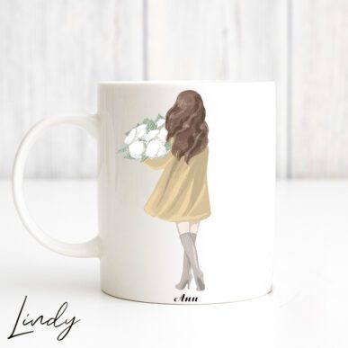 Персонализирана чаша за подарък "Момиче с букет"