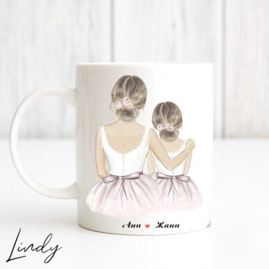 Персонализирана чаша за подарък "Майка с момиче"