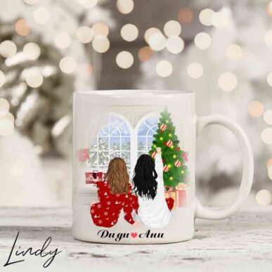 Персонализирана чаша за подарък "Приятелки на Коледа"