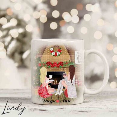 Персонализирана чаша за подарък "Приятелки на Коледа"