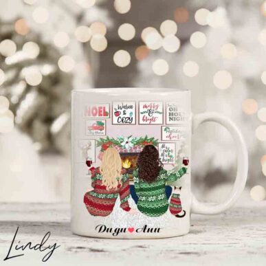 Персонализирана чаша за подарък "Приятелки на Коледа"