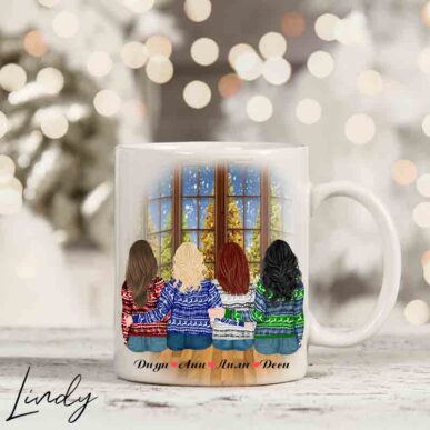 Персонализирана чаша за подарък "Приятелки на Коледа"