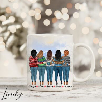 Персонализирана чаша за подарък "Приятелки на Коледа"
