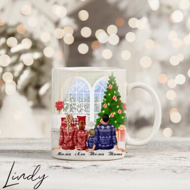 Персонализирана чаша за подарък "Коледно семейство"