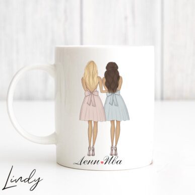 Персонализирана чаша за подарък "Приятелки с рокли"