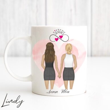 Персонализирана чаша за подарък "Приятелки, хванати за ръце"