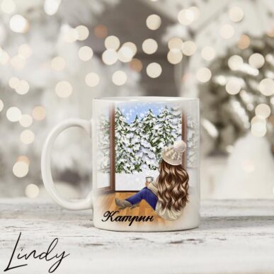 Персонализирана чаша за подарък "Момиче с чай"