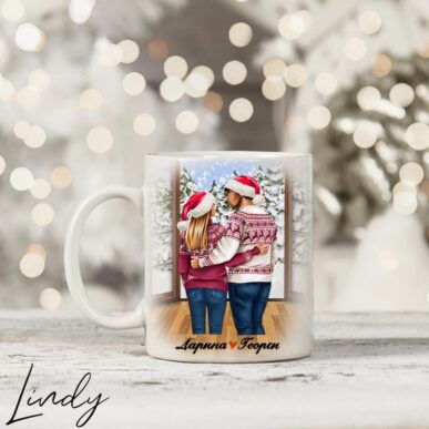 Персонализирана чаша за подарък за Коледа "Влюбени"