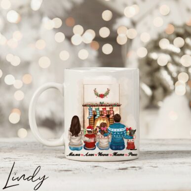 Персонализирана чаша за подарък "Коледно семейство"
