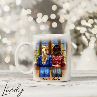 Персонализирана чаша за подарък "Приятелки през декември"