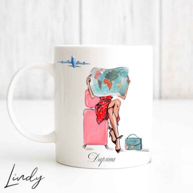 Персонализирана чаша за подарък "Момиче с карта"