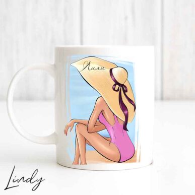 Персонализирана чаша за подарък "Плажно момиче"