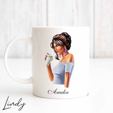 Персонализирана чаша за подарък "Момиче с кафе"