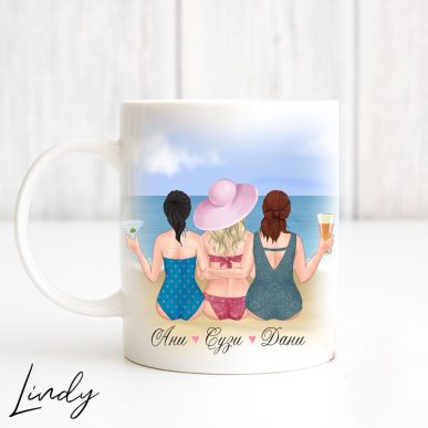 Персонализирана чаша за подарък "Приятелки на плаж"