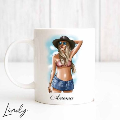 Персонализирана чаша за подарък "Плажно момиче"