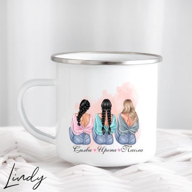 Емайлирано метално канче за подарък "Soul Sisters"