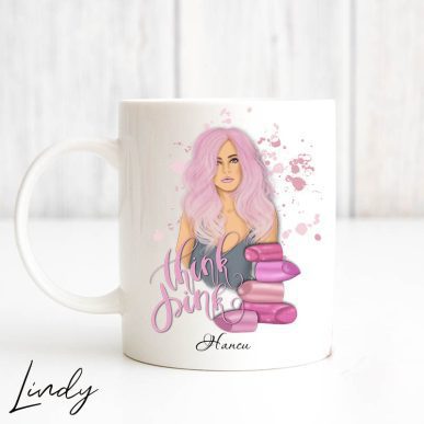 Персонализирана чаша за подарък "Think pink"