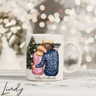 Персонализирана чаша за подарък "Влюбени на Коледа"