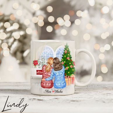 Персонализирана чаша за подарък "Приятелки на Коледа"