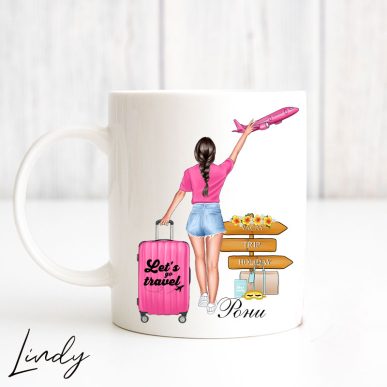 Персонализирана чаша за подарък "Момиче, което обича да пътува"