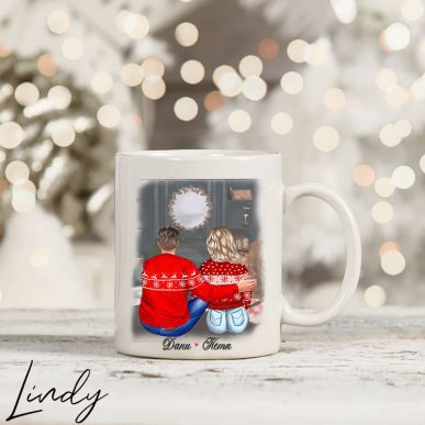 Персонализирана чаша за подарък "Влюбени на Коледа"