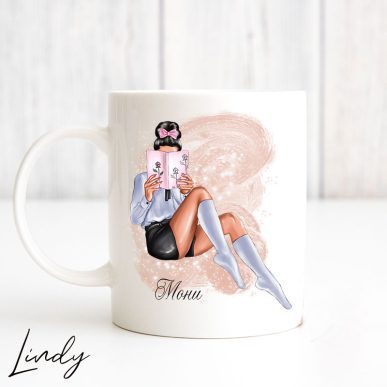 Персонализирана чаша за подарък "Момиче с книга"