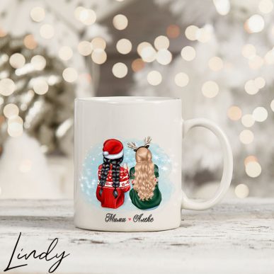 Персонализирана чаша за подарък "Приятелки на Коледа"