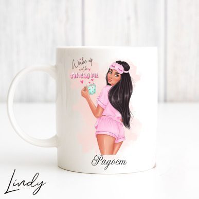 Персонализирана чаша за подарък "Wake up and be awesome"