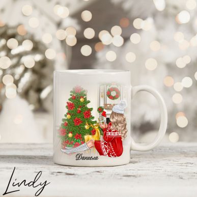 Персонализирана чаша за подарък за Коледа "Коледно момиче"