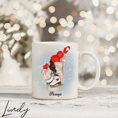 Персонализирана чаша за подарък "Зимно момиче с кънки"