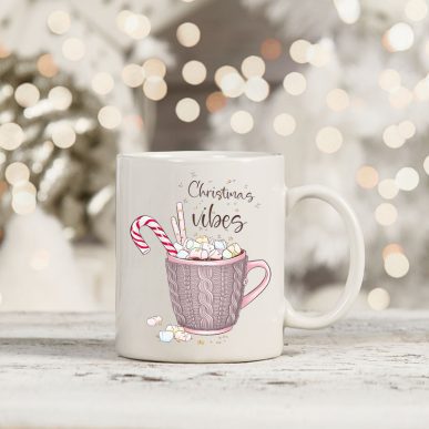 Чаша за подарък с надпис "Christmas vibes"