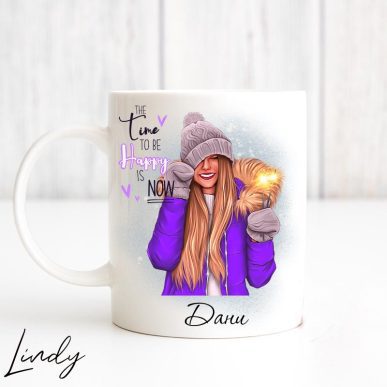 Персонализирана чаша за подарък "The time to be happy is now"
