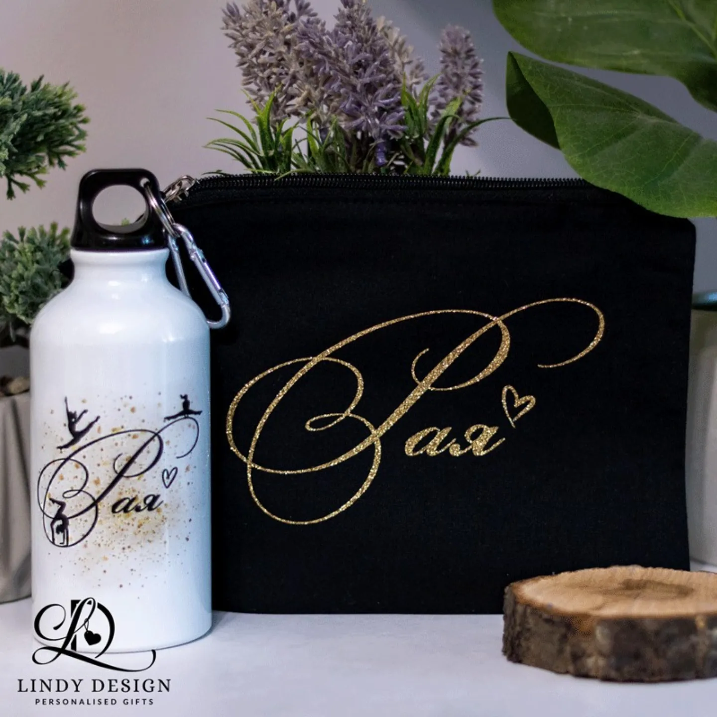 Подаръчна кутия Lindy  комплект от козметична чантичка и бутилка | Lindy Design | Чаша за подарък | Чаша по поръчка Подаръчна кутия Lindy   комплект от козметична чантичка и бутилка