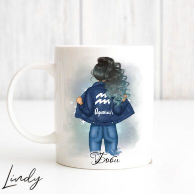 Персонализирана чаша за подарък за момиче зодия Водолей