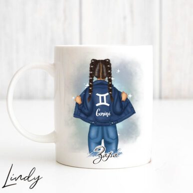 Персонализирана чаша за подарък за момиче зодия Близнаци