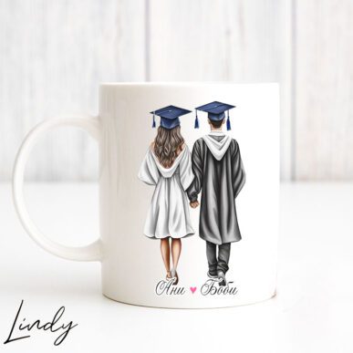 Персонализирана чаша за подарък за дипломиране/завършване на двойка