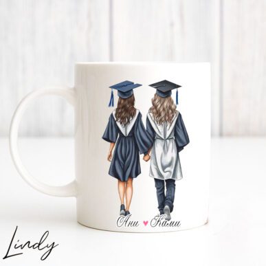 Персонализирана чаша за подарък за дипломиране/завършване на приятелки