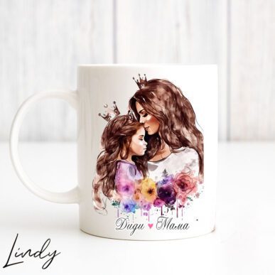 Персонализирана чаша за подарък "Майка с дъщеря"