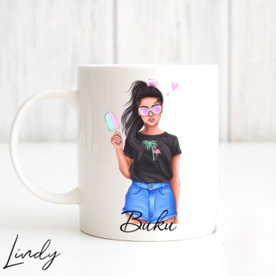 Персонализирана чаша за подарък "Момиче със сладолед"